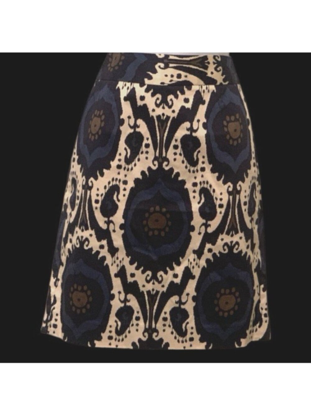 J Crew Stretch Womens Pencil Skirt Size 2 Multicolor Ikat Pattern Back Zip Slit - Picture 2 of 12
